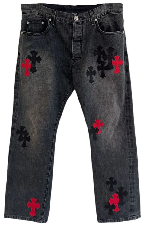 Chrome Hearts Red and Black Patch Pants